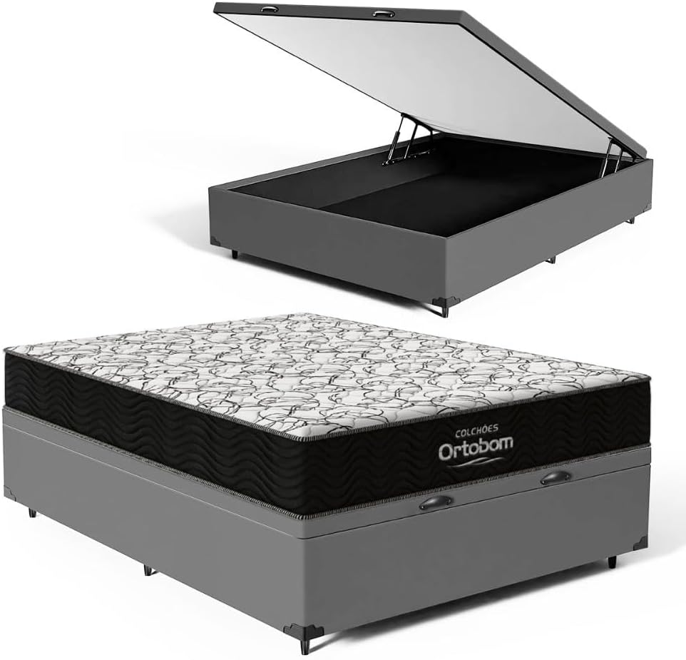 Cama Box Baú com Colchão de Espuma Ortobom